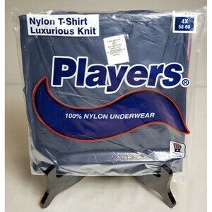 Men's Vintage Rare Deadstock 1980s Player's Blue 100% Nylon T-shirt Size 4X New.